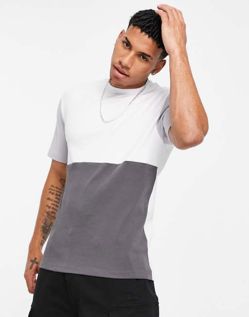 River Island slim fit city block tshirt in white ASOS