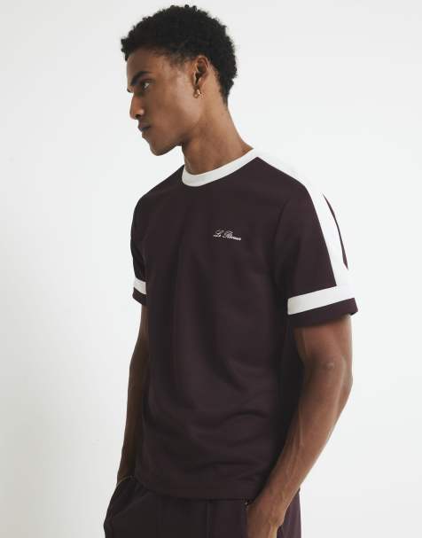 River Island Slim fit colour block t-shirt in red - dark - view 1