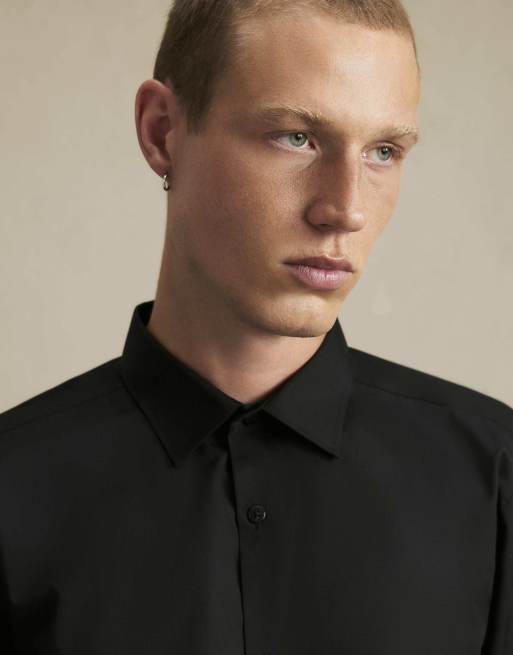River Island Slim fit cotton blend shirt in black, 2 of 4