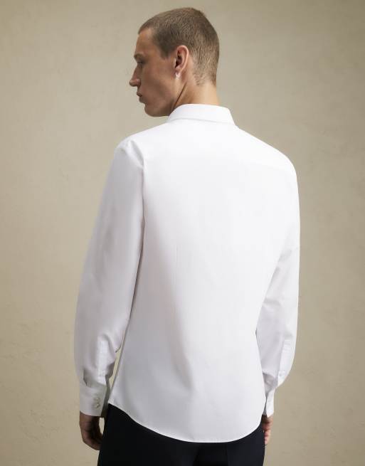 River Island Slim fit cotton blend shirt in white, 4 of 4