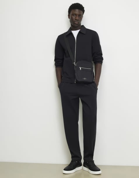 River Island Slim fit cotton pintuck joggers in black - view 1