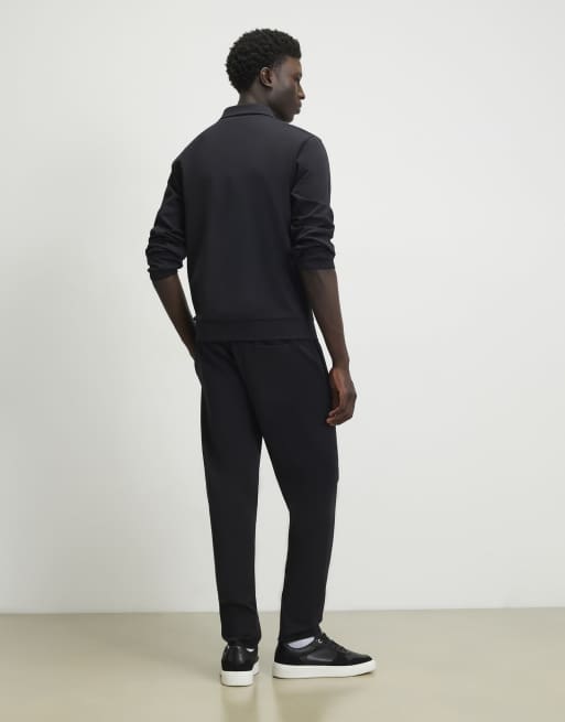 River Island Slim fit cotton pintuck joggers in black, 4 of 4