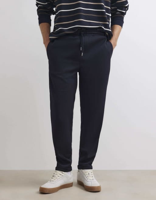 River Island Slim fit cotton turn up hem joggers in navy, 3 of 4
