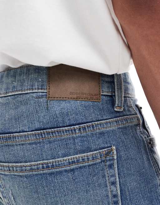 River Island slim fit denim shorts in midwash blue, 5 of 5