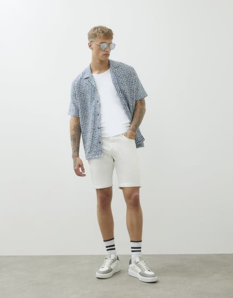 River Island Slim fit denim shorts in white - view 1