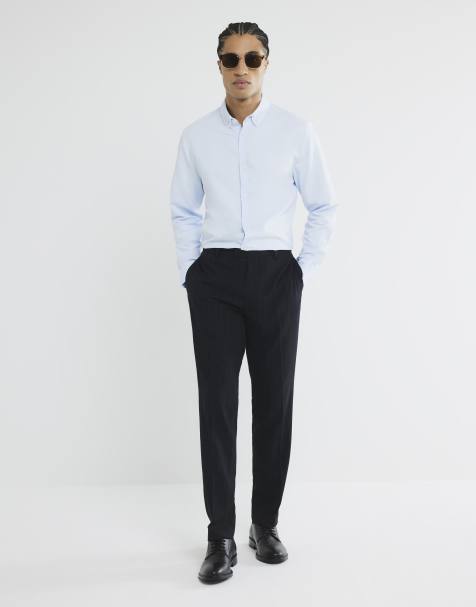 River Island Slim fit double collar shirt in blue - light - view 1