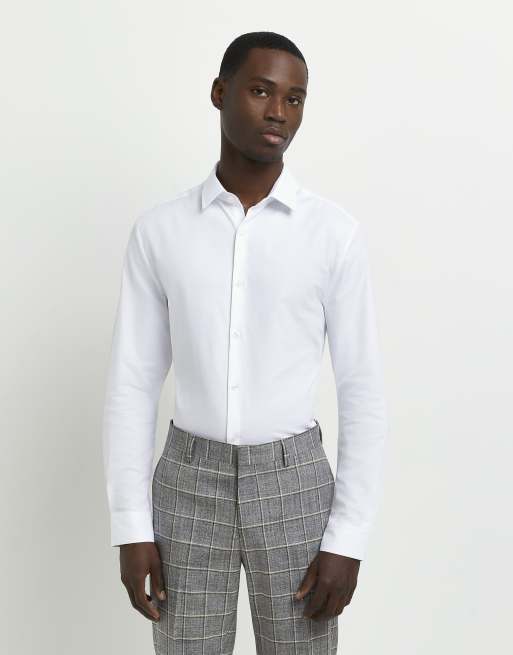 River Island Slim fit easy iron shirt in white