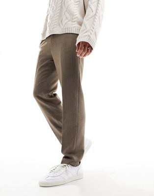 River Island slim fit elasticated smart joggers in beige - ASOS Price Checker