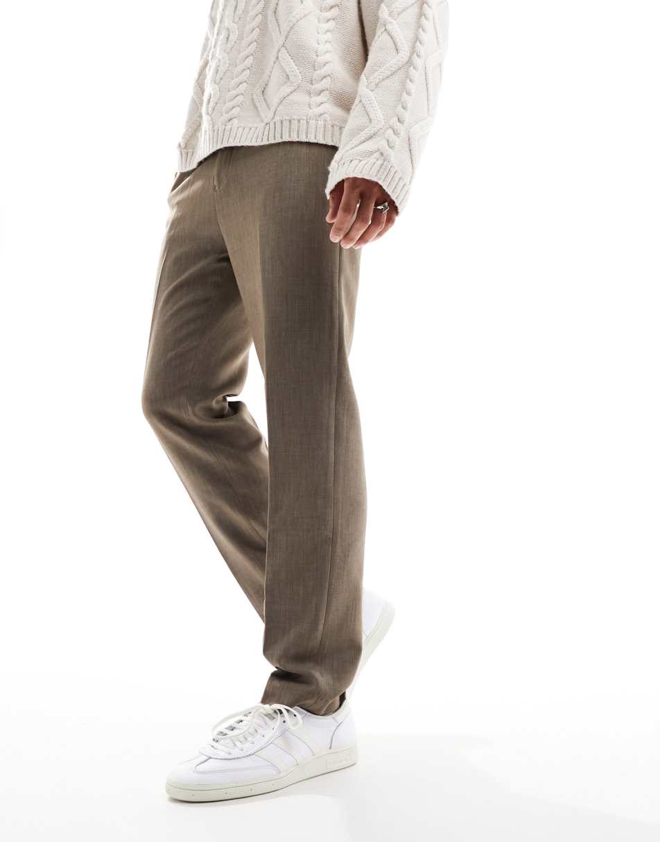 River Island slim fit elasticated smart joggers in beige