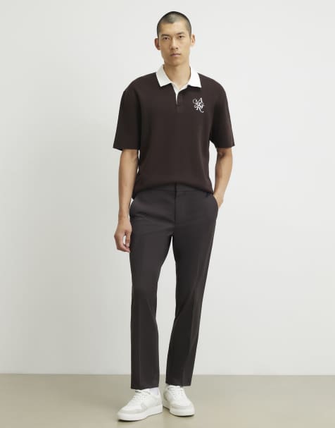 River Island Slim fit fine texture trousers in brown - dark - view 1