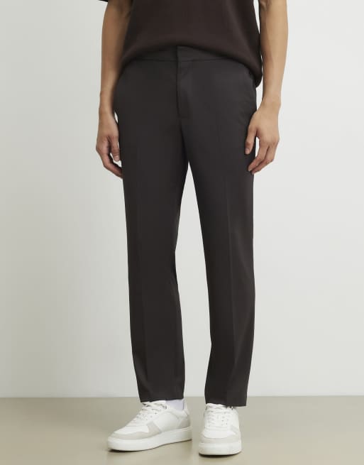 River Island Slim fit fine texture trousers in brown - dark, 3 of 4