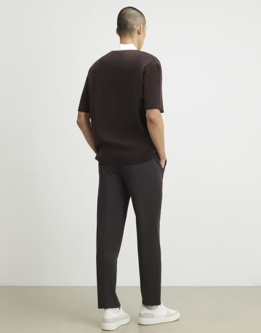 River Island Slim fit fine texture trousers in brown - dark, 4 of 4