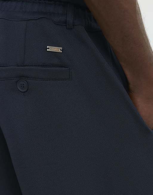 River Island Slim fit fixed waist cotton joggers in navy, 2 of 4