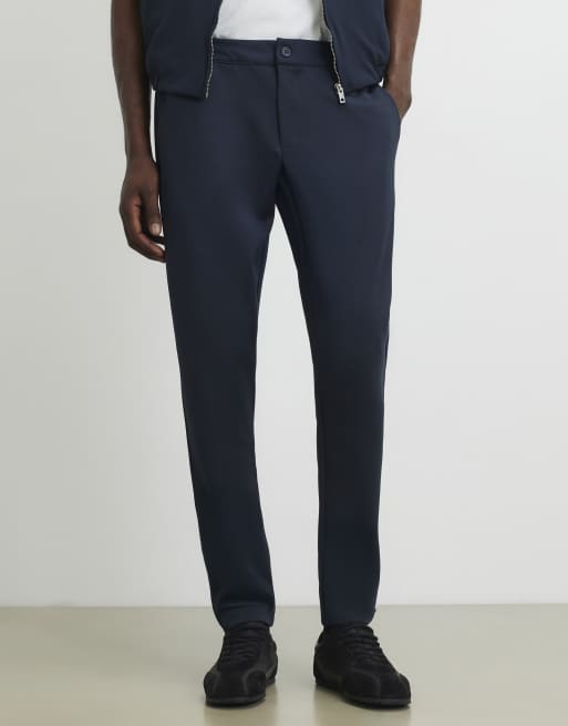 River Island Slim fit fixed waist cotton joggers in navy, 3 of 4