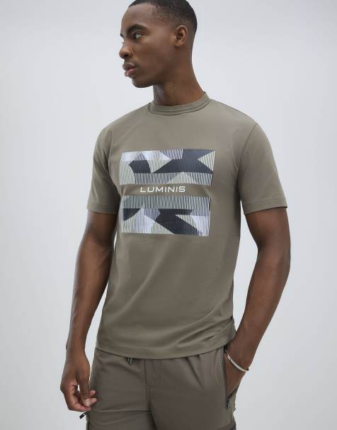 River Island Slim fit geometric luminis t-shirt in brown - light - view 1