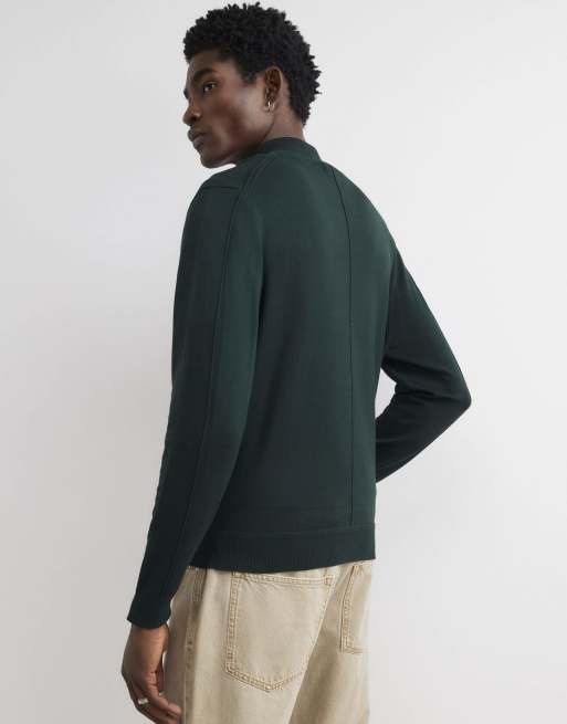 River Island Slim fit half zip jumper in green, 4 of 4