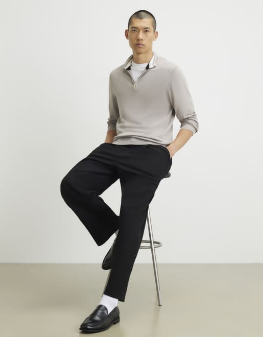 River Island Slim fit half zip jumper in stone, 3 of 4