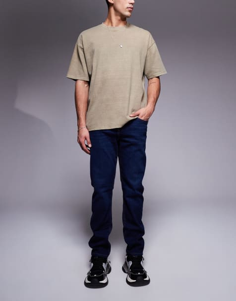 River Island Slim Fit Jeans In Dark Wash Blue - view 1