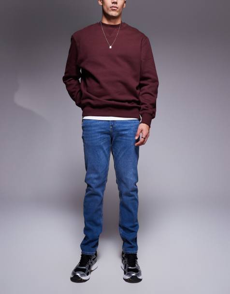 River Island slim fit jeans in midwash blue - view 1