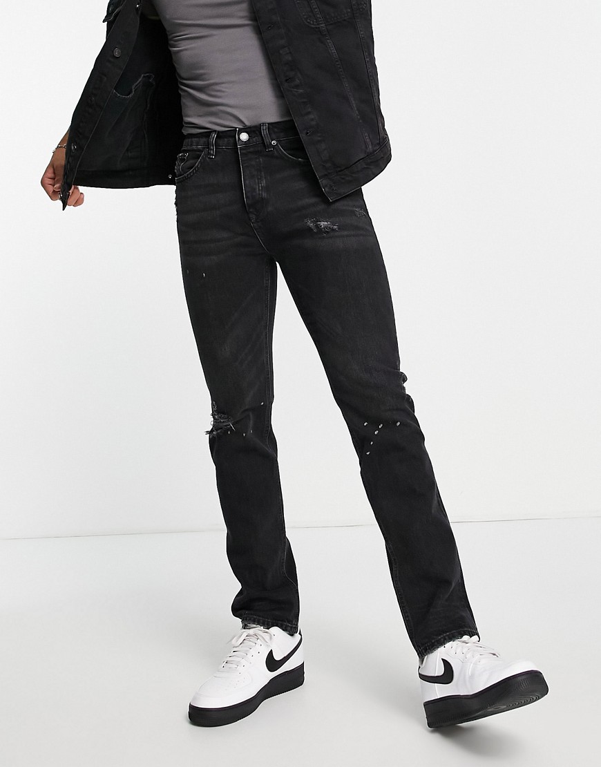 River Island slim fit jeans in washed black