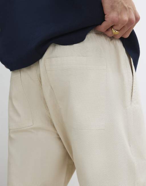 River Island - Slim-fit joggingbroek in ecru, 4 van 4
