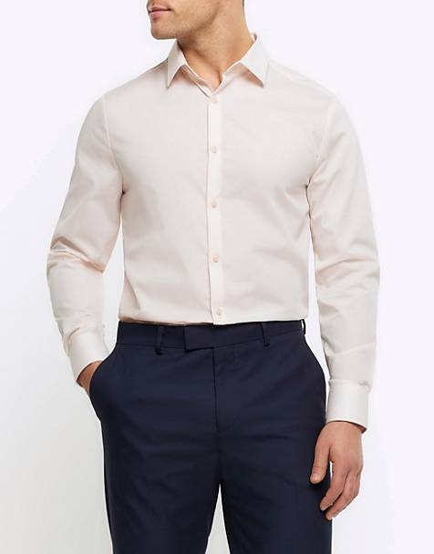 River Island Slim fit long sleeve smart shirt in pink - light