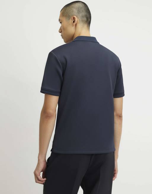 River Island Slim fit nylon pocket polo shirt in navy, 4 of 4