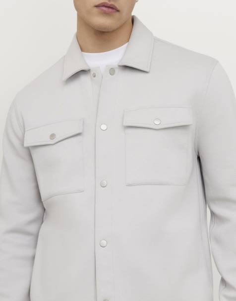 River Island Slim fit overshirt in grey - view 1