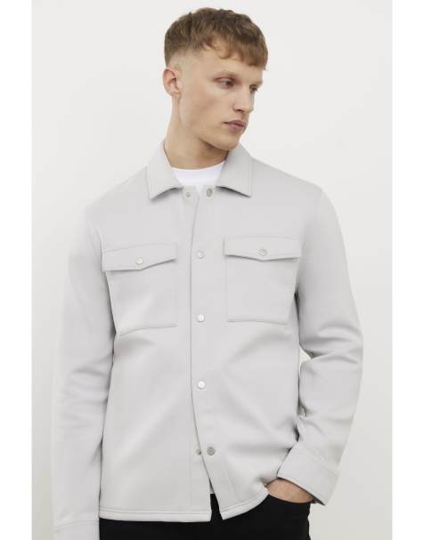 River Island Slim fit overshirt in grey - view 1