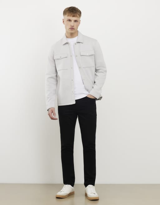 River Island Slim fit overshirt in grey, 4 of 4