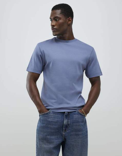 River Island Slim fit pack of 4 t-shirts in blue green pink & brown - view 1