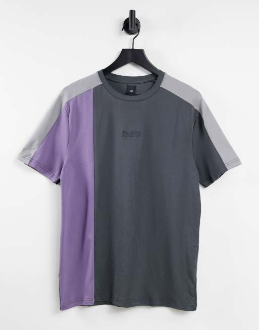 River Island slim fit paris block tee in grey