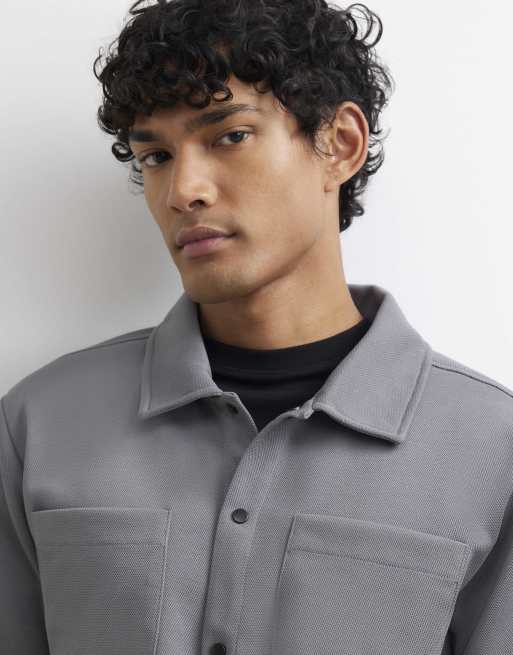 River Island Slim fit pique double pocket jacket in grey - dark, 2 of 4