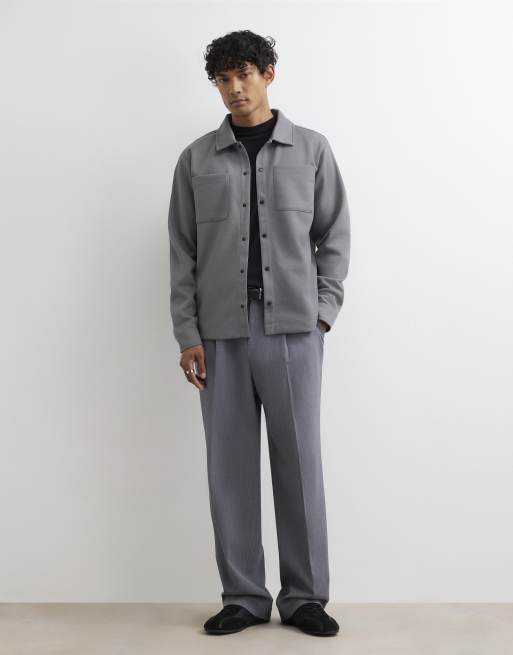 River Island Slim fit pique double pocket jacket in grey - dark, 3 of 4