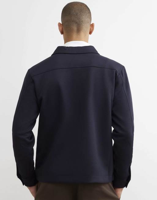 River Island Slim fit pique double pocket jacket in navy, 4 of 4