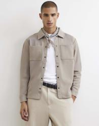 River Island Slim fit pique double pocket jacket in stone