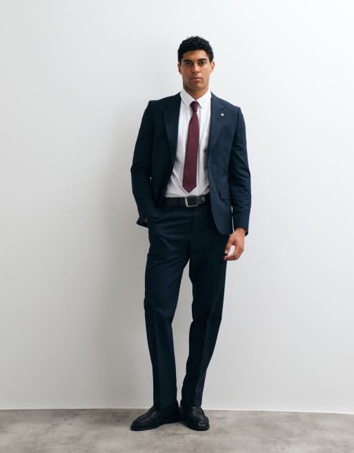 River Island slim fit plaid suit jacket in navy, 4 of 5