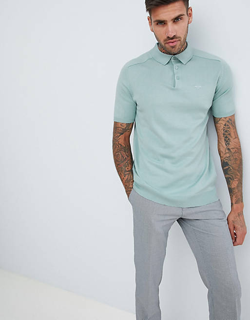 River Island slim fit polo in mint | ASOS
