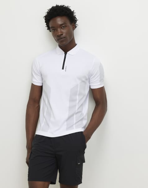 River Island Slim fit polo shirt in white - view 1