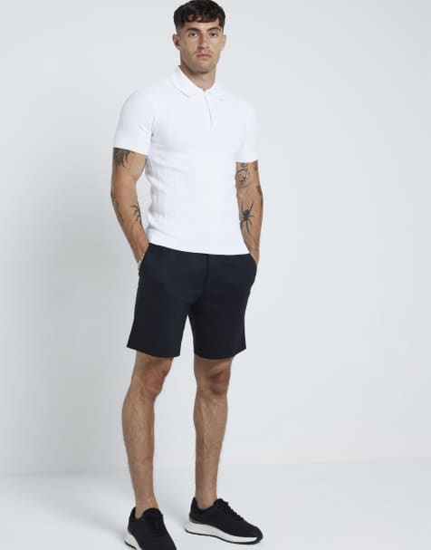 River Island Slim fit pull on shorts in black - view 1