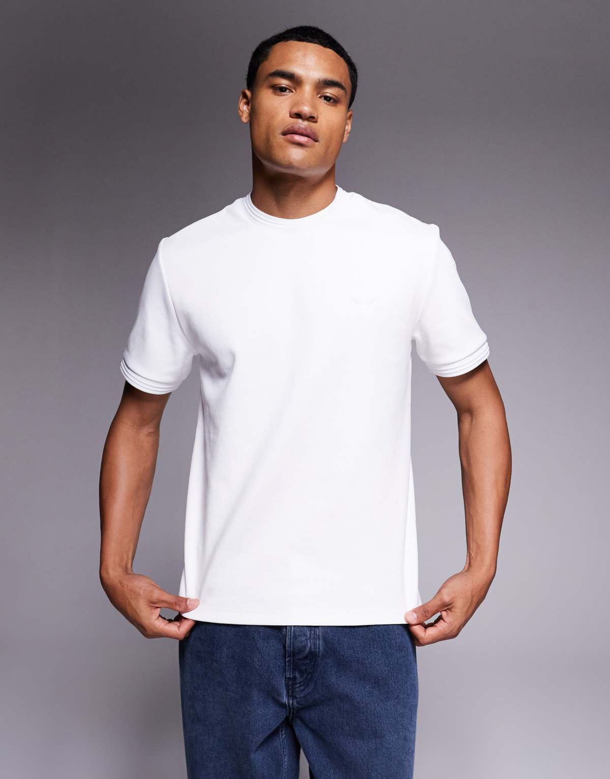 River Island slim fit scuba t-shirt in white