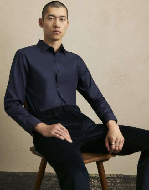 River Island Slim fit shirt in navy - view 1
