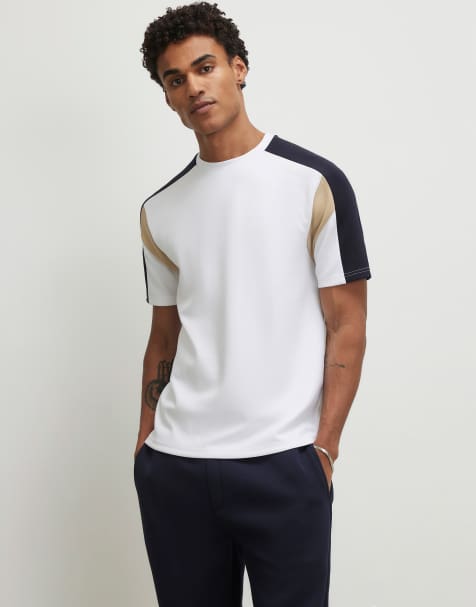 River Island Slim fit shoulder colour block t-shirt in white - view 1