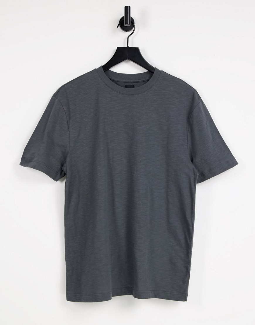 River Island slim fit slub T-shirt in gray-Grey