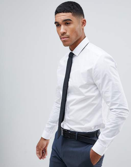 River Island slim fit smart shirt in white | ASOS