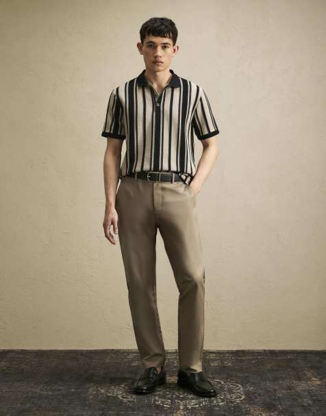 River Island Slim fit stretch chino trousers in beige - view 1