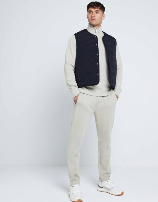 River Island Slim fit stretch textured sweatpants in stone - light