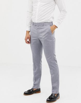 River Island Slim Fit Suit Trousers In Blue Grey