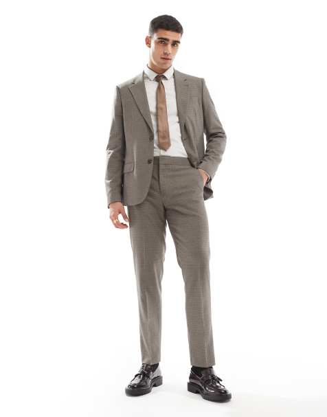 River Island slim fit suit trousers in heritage microcheck - view 1