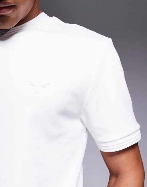 River Island – Slim Fit T-Shirt aus Neopren-Stoff in Weiß, 3 von 5